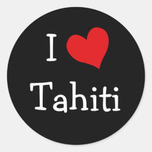 Adesivo Redondo Eu amo Tahiti