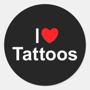 Adesivo Redondo Eu amo tatuagens (do coração)