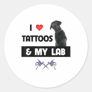 Adesivo Redondo Eu Amo Tatuagens E Meu Cachorro Do Labrador Retrie