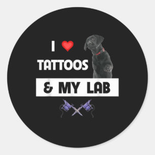Adesivo Redondo Eu Amo Tatuagens E Meu Cachorro Do Labrador Retrie