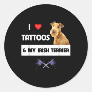 Adesivo Redondo Eu Amo Tatuagens E Meu Cachorro Irlandês, Pai Mãe