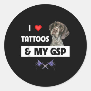 Adesivo Redondo Eu Amo Tatuagens E Meu Ponto Curto Alemão Da Gsp