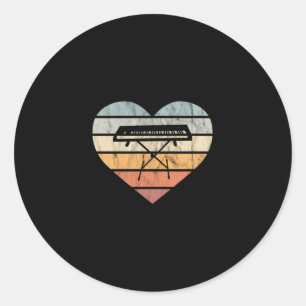 Adesivo Redondo Eu Amo Teclado e Coração Retro Synthie