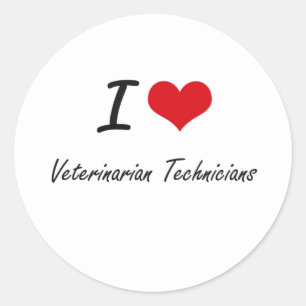 Adesivo Redondo Eu amo técnicos veterinários