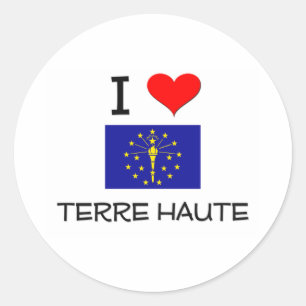 Adesivo Redondo Eu amo TERRE HAUTE Indiana