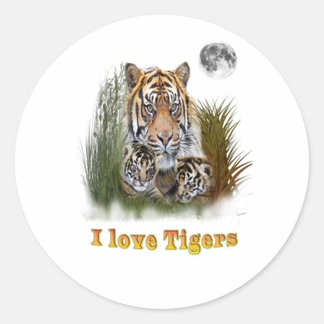 Adesivo Redondo Eu amo Tigers (Frente)