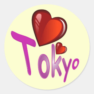 Adesivo Redondo Eu amo Tokyo!