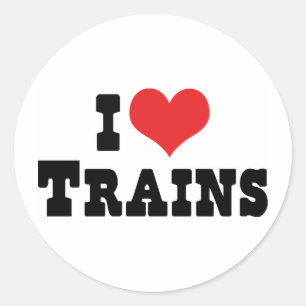 Adesivo Redondo Eu Amo Trens Coração - Amante de Trem Modelo