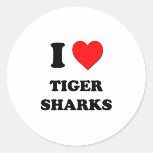 Adesivo Redondo Eu amo tubarões de tigre