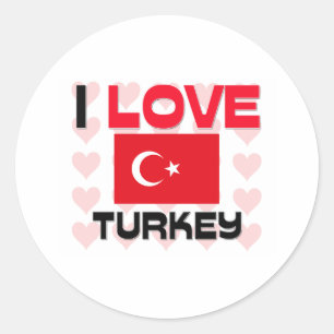 Adesivo Redondo Eu amo Turquia