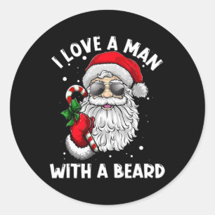 Adesivo Redondo Eu Amo Um Homem Com Uma Barba Pai Natal