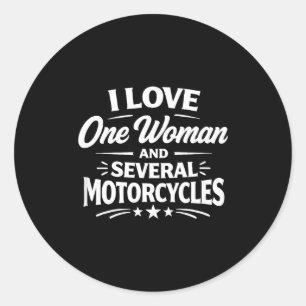 Adesivo Redondo Eu amo uma mulher e várias motocicletas -