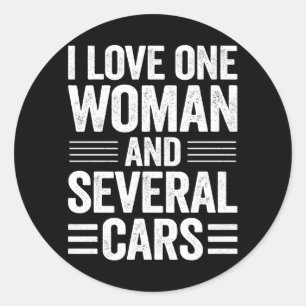 Adesivo Redondo Eu Amo Uma Mulher E Vários Carros