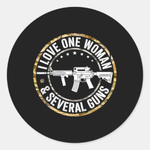 Adesivo Redondo Eu Amo Uma Mulher Vários Armas Marido Engraçado