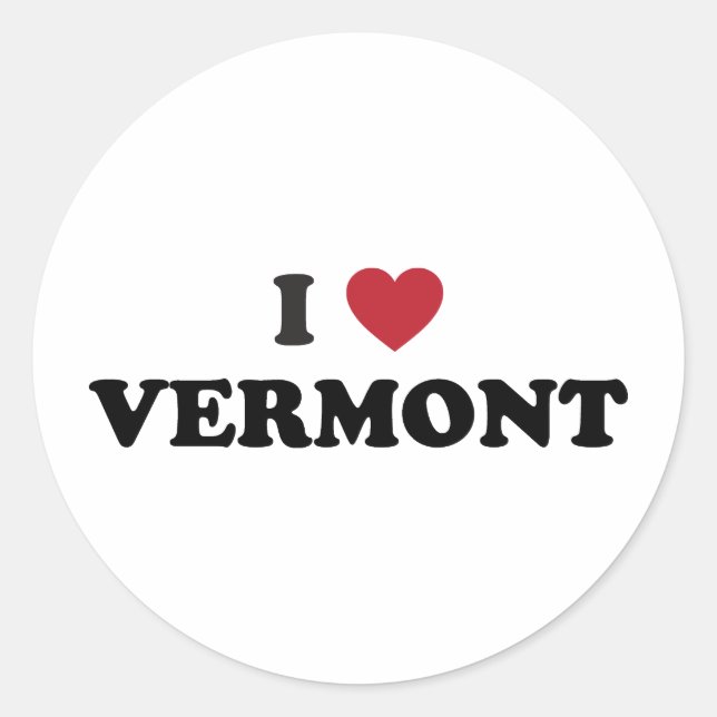Adesivo Redondo Eu Amo Vermont (Frente)