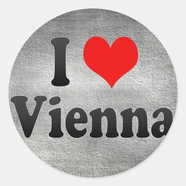 Adesivo Redondo Eu amo Viena, Áustria (Frente)