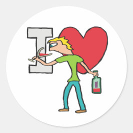 Adesivo Redondo Eu Amo Vinho