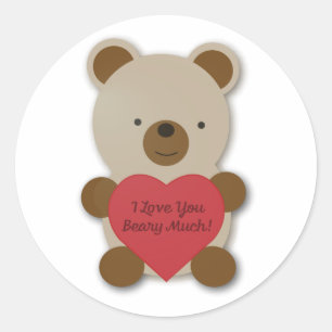 Adesivo Redondo Eu Amo Você Beber Muito Urso De Teddy