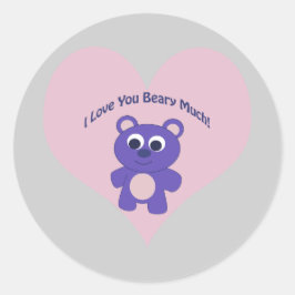 Adesivo Redondo Eu Amo Você Beber Muito Urso Roxo