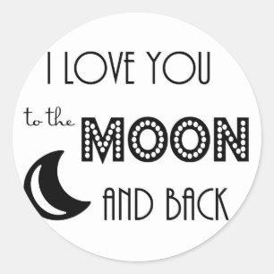 Adesivo Redondo eu amo você da lua e de volta preto branco