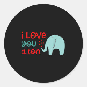 Adesivo Redondo Eu Amo Você Um Ton Elefante Dia dos Namorados