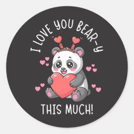 Adesivo Redondo Eu Amo Você Urso - Muito - Panda Fofo do Dia dos N