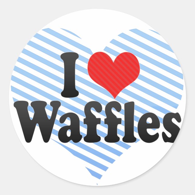 Adesivo Redondo Eu Amo Waffles (Frente)