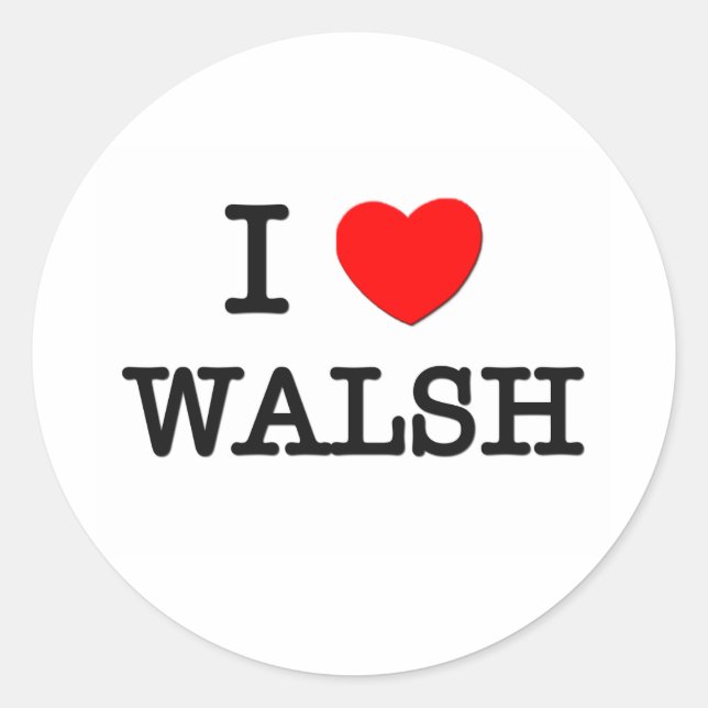 Adesivo Redondo Eu Amo Walsh (Frente)