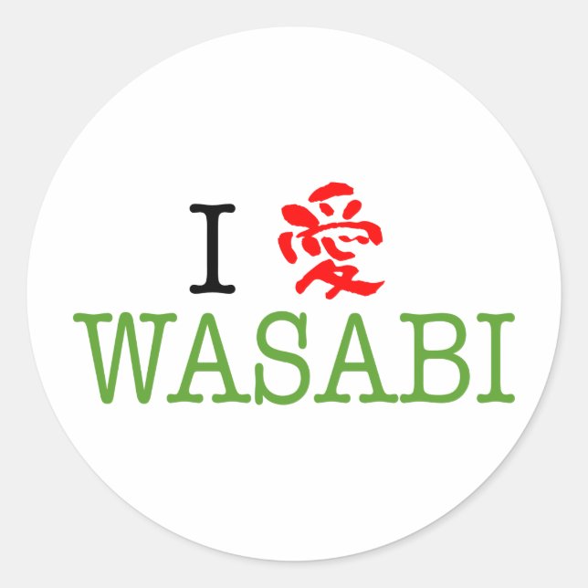 Adesivo Redondo Eu Amo Wasabi (Frente)