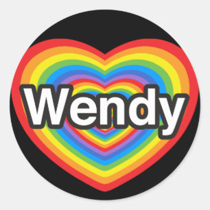 Adesivo Redondo Eu amo Wendy. Eu te amo, Wendy. Coração