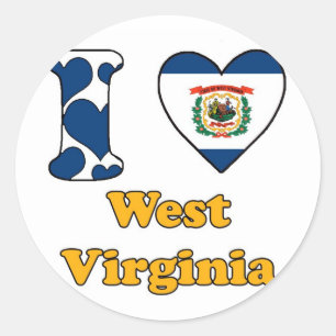 Adesivo Redondo Eu amo West Virginia