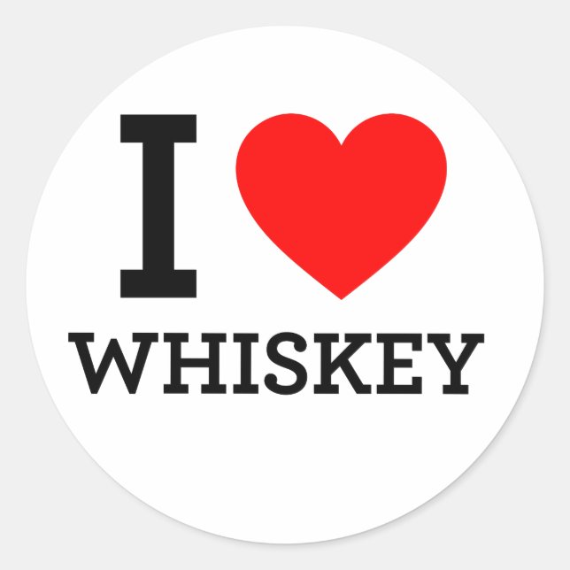 Adesivo Redondo Eu Amo Whiskey (Frente)