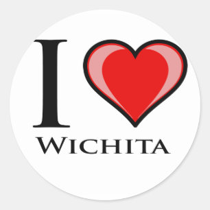 Adesivo Redondo Eu amo Wichita