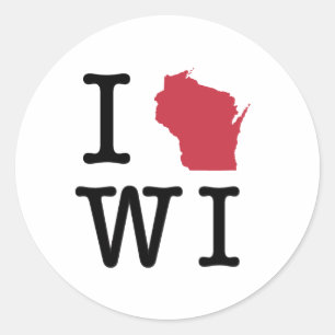 Adesivo Redondo Eu Amo Wisconsin
