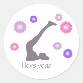 Adesivo Redondo Eu Amo Yoga legal design!