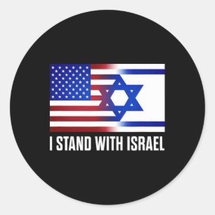 Adesivo Redondo Eu Apoio a Camiseta Patriótica de Israel EUA e Isr