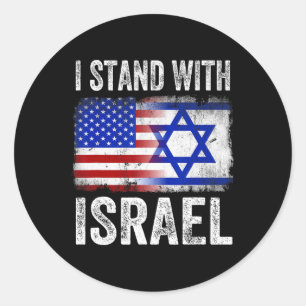 Adesivo Redondo Eu Apoio a Camiseta Patriótica de Israel EUA e Isr
