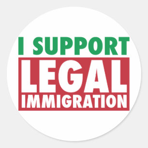 Adesivo Redondo Eu apoio a imigração legal