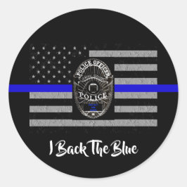 ADESIVO REDONDO EU APOIO A POLÍCIA DE APOIO AZUL.