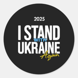 Adesivo Redondo Eu Apoio a Ucrânia 2025 Camisas Bandeira Ucraniana