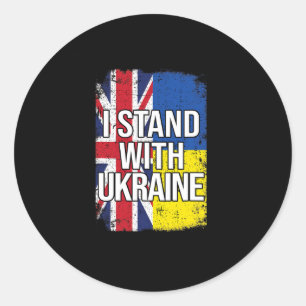 Adesivo Redondo Eu Apoio a Ucrânia Britânico Reino Unido Ucrânia