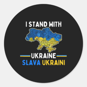 Adesivo Redondo Eu Apoio a Ucrânia Slava Ukraini Apoio a Liberdade