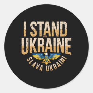Adesivo Redondo Eu Apoio a Ucrânia Slava Ukraini Glória à Ucrânia