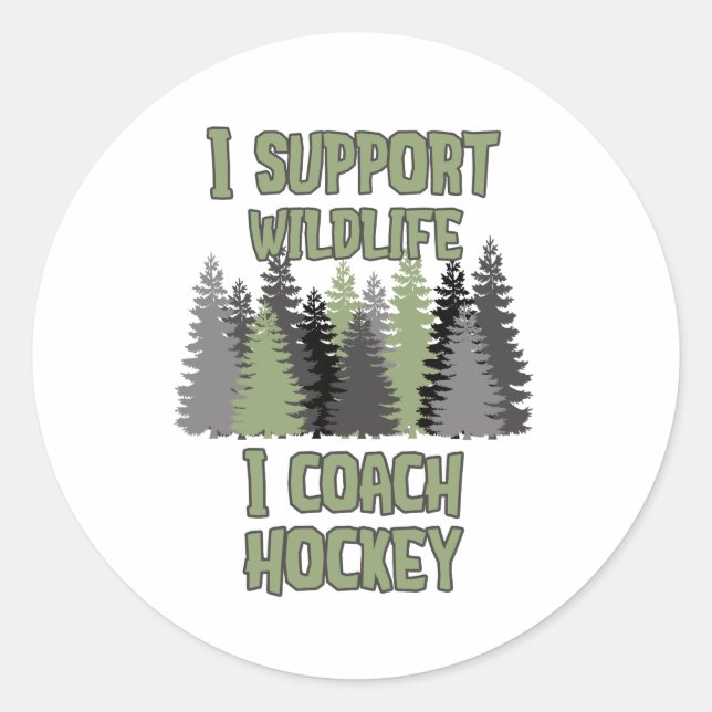 Adesivo Redondo Eu apoio a Wildlife I Coach Hockey (Frente)