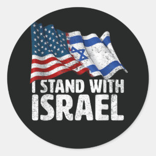 Adesivo Redondo Eu Apoio Israel EUA Bandeira Americana