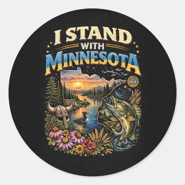 Adesivo Redondo Eu Apoio Minnesota (Frente)