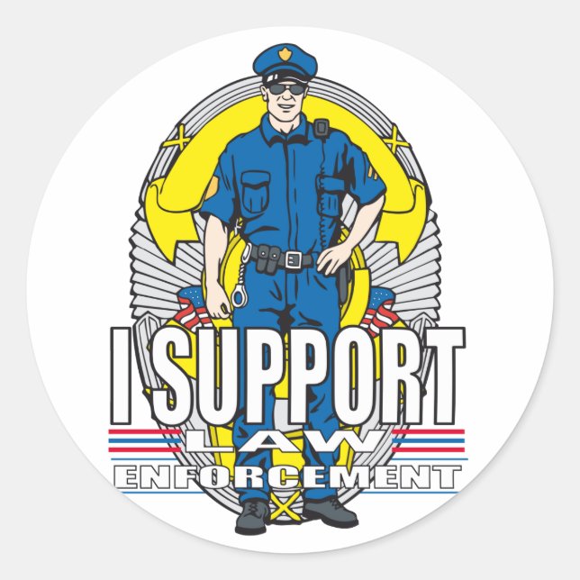 Adesivo Redondo Eu apoio Polícia (Frente)