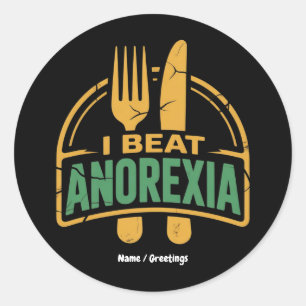 Adesivo Redondo Eu Bato na Anorexia Consciencialização Engraçado D
