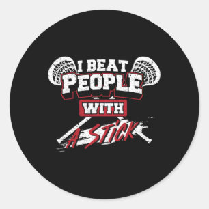 Adesivo Redondo Eu Bato Pessoas Com Um Pau - Lax Gift Lacrosse