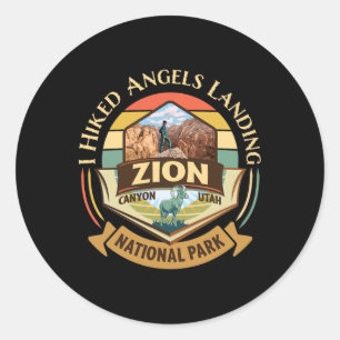 Adesivo Redondo Eu Caminhei Angels Landing Zion Retro Vintage Pôr